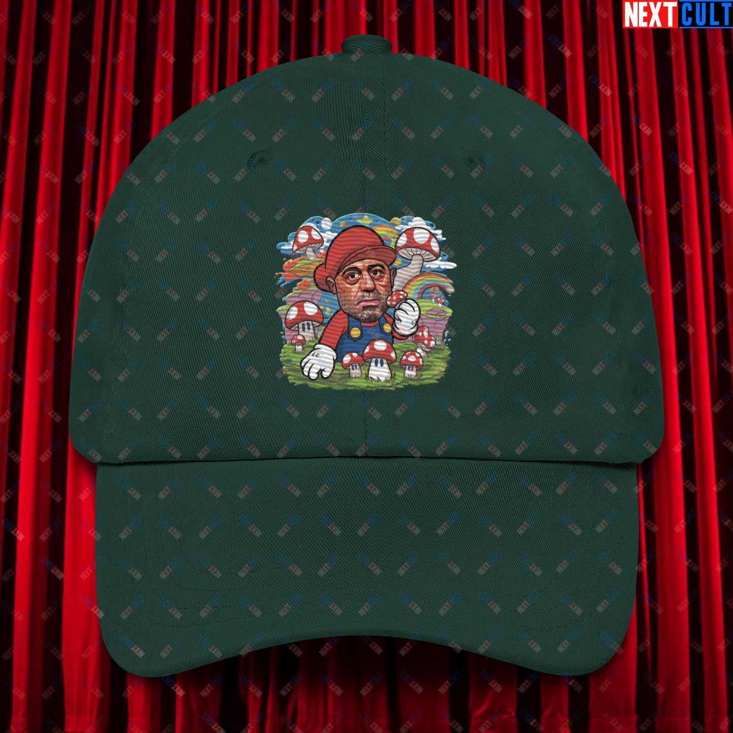 Joe Rogan Psilocybin Mushroom Funny Super Mario Magic Shrooms JRE Podcast Dad hat Spruce Hats Joe Rogan Podcasts Stand-up Comedy Video Games Next Cult Brand