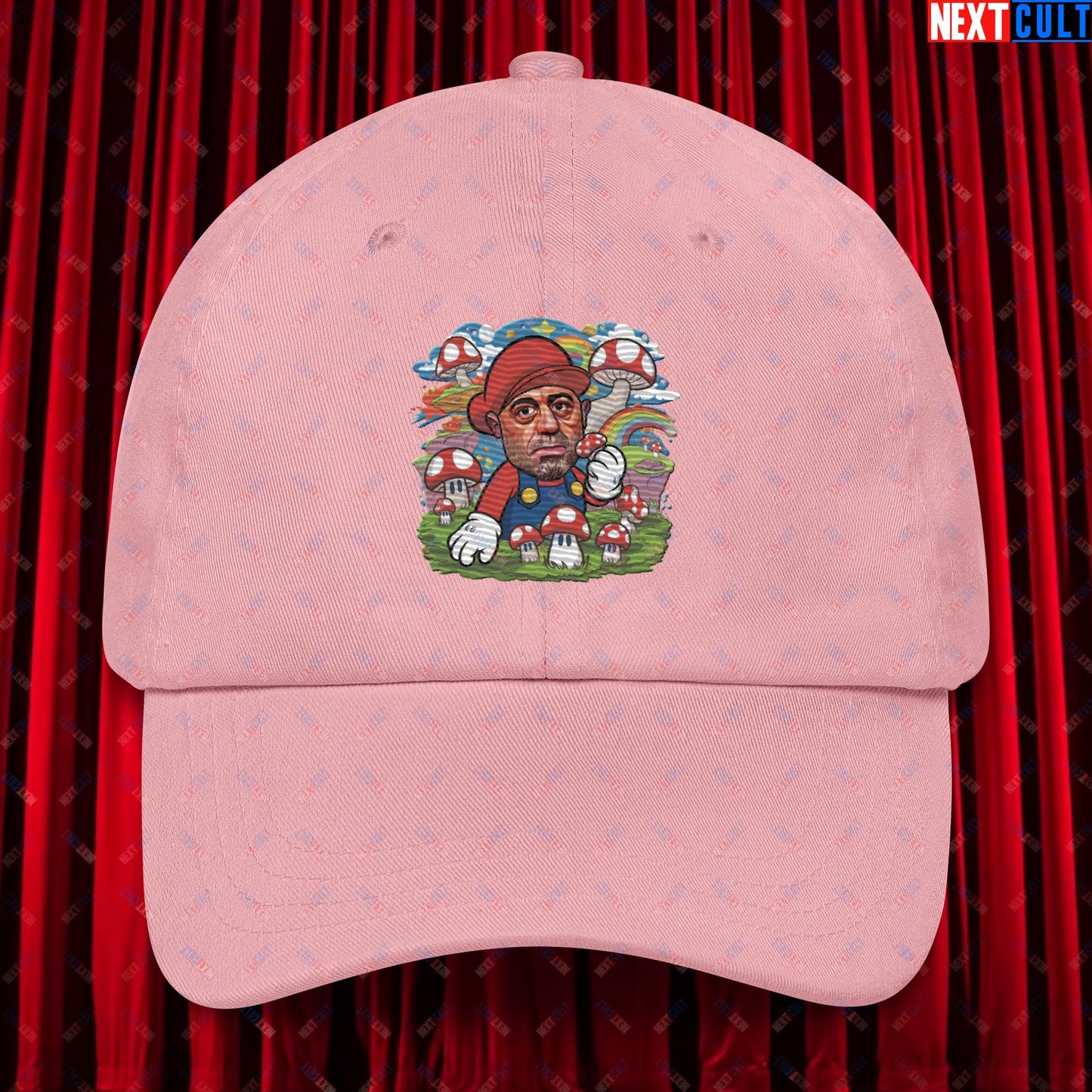 Joe Rogan Psilocybin Mushroom Funny Super Mario Magic Shrooms JRE Podcast Dad hat Pink Hats Joe Rogan Podcasts Stand-up Comedy Video Games Next Cult Brand