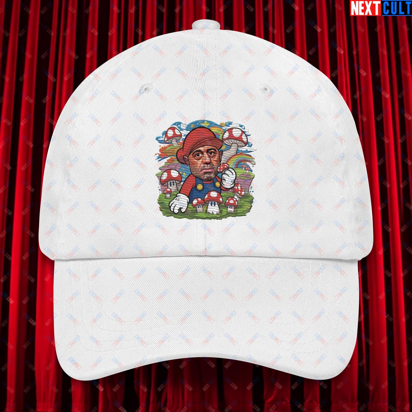Joe Rogan Psilocybin Mushroom Funny Super Mario Magic Shrooms JRE Podcast Dad hat White Hats Joe Rogan Podcasts Stand-up Comedy Video Games Next Cult Brand