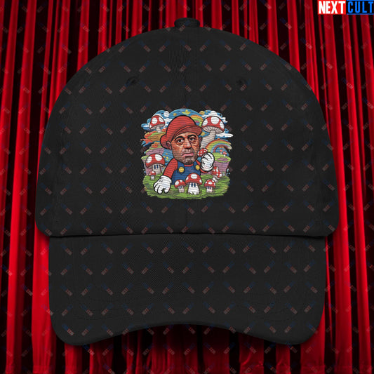 Joe Rogan Psilocybin Mushroom Funny Super Mario Magic Shrooms JRE Podcast Dad hat Black Hats Joe Rogan Podcasts Stand-up Comedy Video Games Next Cult Brand