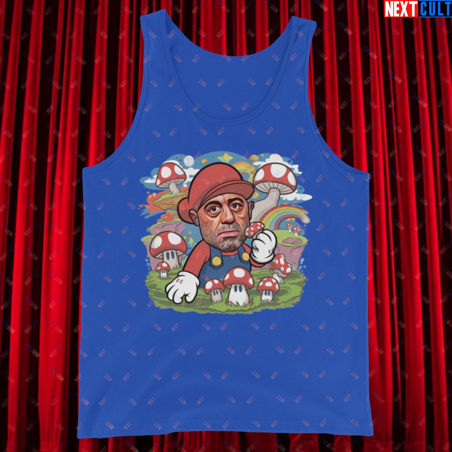 Joe Rogan Psilocybin Mushroom Funny Super Mario Magic Shrooms JRE Podcast Tank Top True Royal Tank Tops Joe Rogan Podcasts Stand-up Comedy Video Games Next Cult Brand