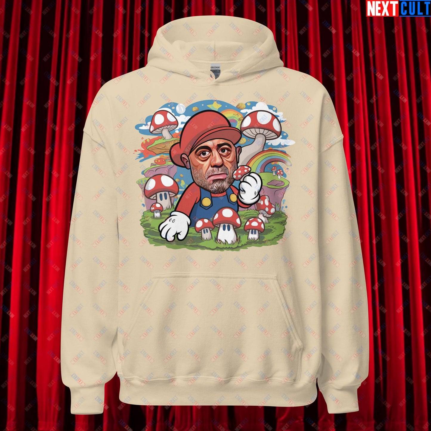 Joe Rogan Psilocybin Mushroom Funny Super Mario Magic Shrooms JRE Podcast Unisex Hoodie Sand Hoodies Joe Rogan Podcasts Stand-up Comedy Video Games Next Cult Brand