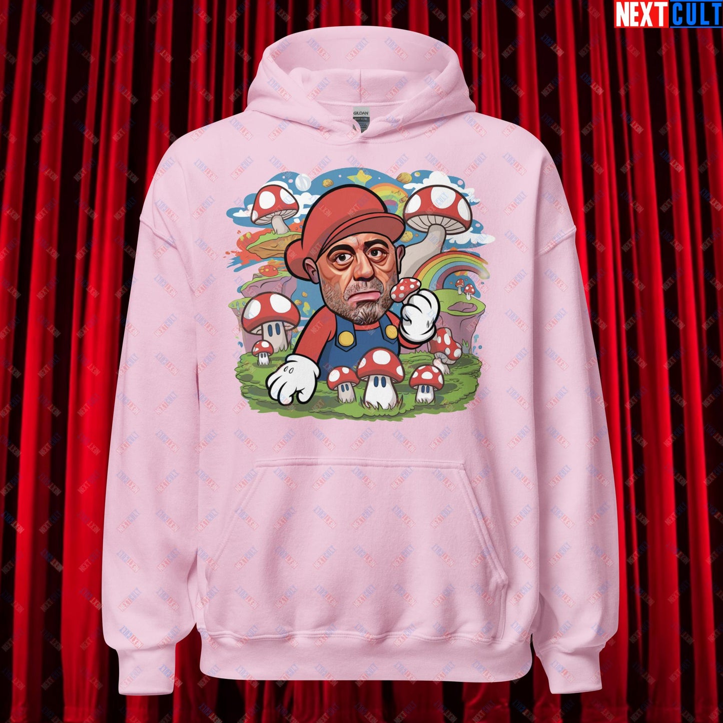 Joe Rogan Psilocybin Mushroom Funny Super Mario Magic Shrooms JRE Podcast Unisex Hoodie Light Pink Hoodies Joe Rogan Podcasts Stand-up Comedy Video Games Next Cult Brand