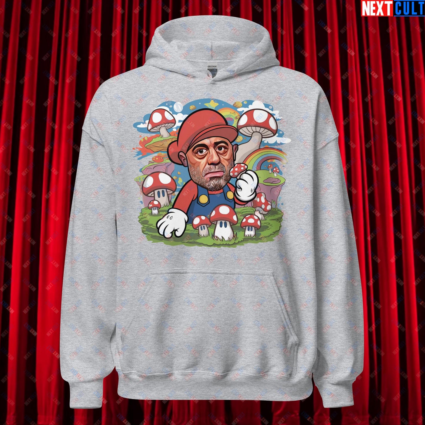 Joe Rogan Psilocybin Mushroom Funny Super Mario Magic Shrooms JRE Podcast Unisex Hoodie Sport Grey Hoodies Joe Rogan Podcasts Stand-up Comedy Video Games Next Cult Brand