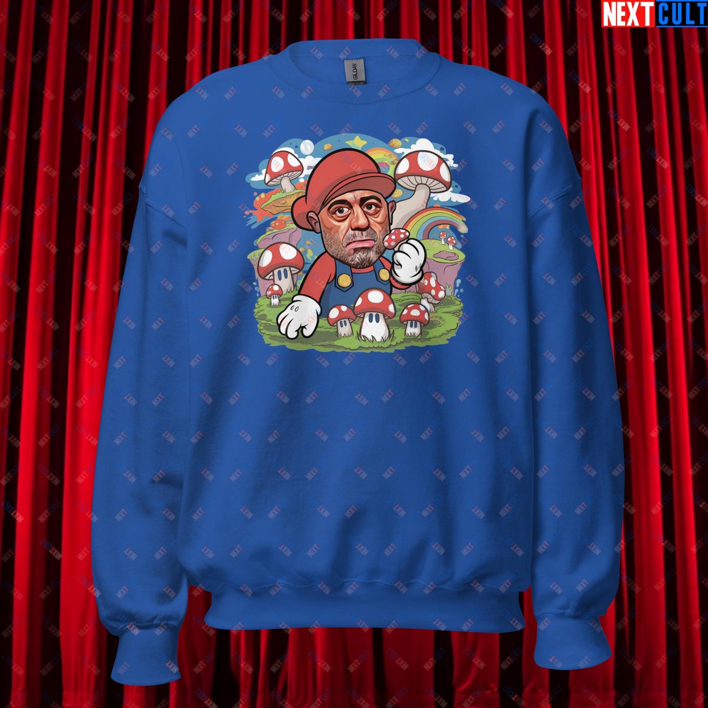 Joe Rogan Psilocybin Mushroom Funny Super Mario Magic Shrooms JRE Podcast Unisex Sweatshirt Royal Sweatshirts Joe Rogan Podcasts Stand-up Comedy Video Games Next Cult Brand