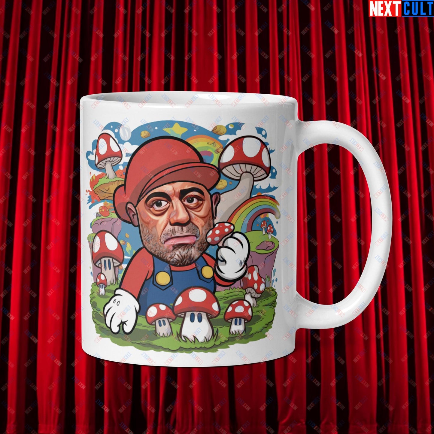 Joe Rogan Psilocybin Mushroom Funny Super Mario Magic Shrooms JRE Podcast White glossy mug Default Title Mugs Joe Rogan Podcasts Stand-up Comedy Video Games Next Cult Brand