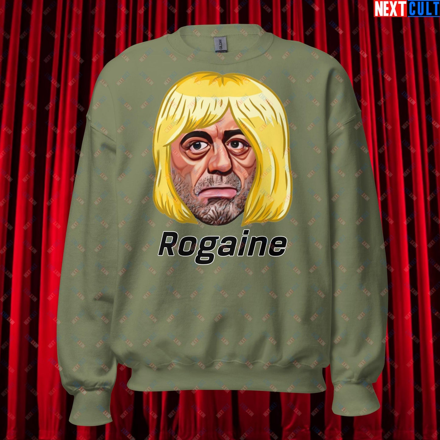 Joe Rogan Rogaine Funny Hair Loss JRE Podcast Unisex Sweatshirt Military Green Sweatshirts Joe Rogan Podcasts Stand-up Comedy Next Cult Brand
