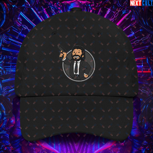 John Wick Vault Boy Fallout Funny Cartoon Mashup Dad hat Black Hats Fallout John Wick Keanu Reeves Movies Vault Boy Next Cult Brand