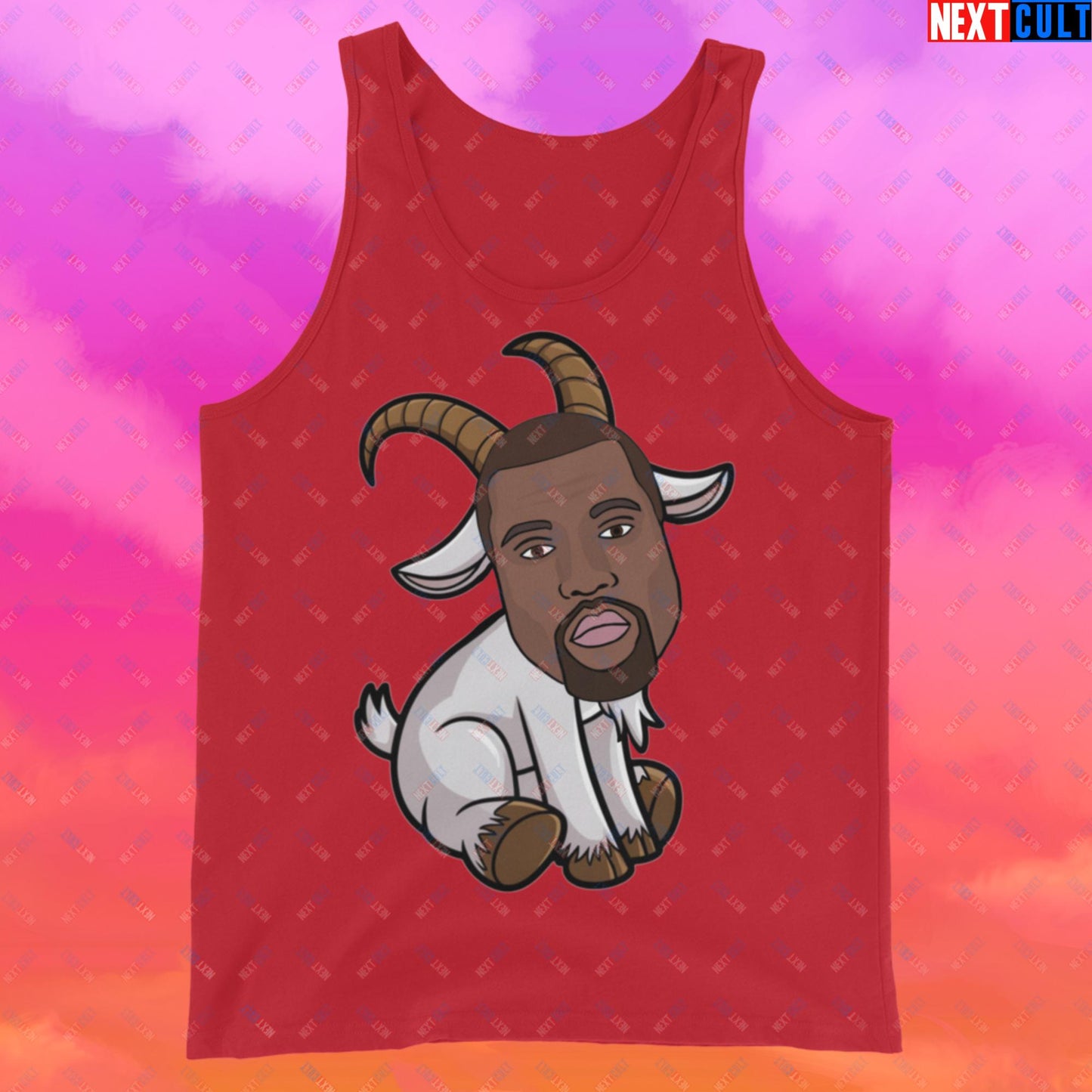 Kanye West G.O.A.T. Hip Hop Greatest of All Time Rap Music Funny Ye Tank Top Red Tank Tops G.O.A.T. Kanye West Music Next Cult Brand