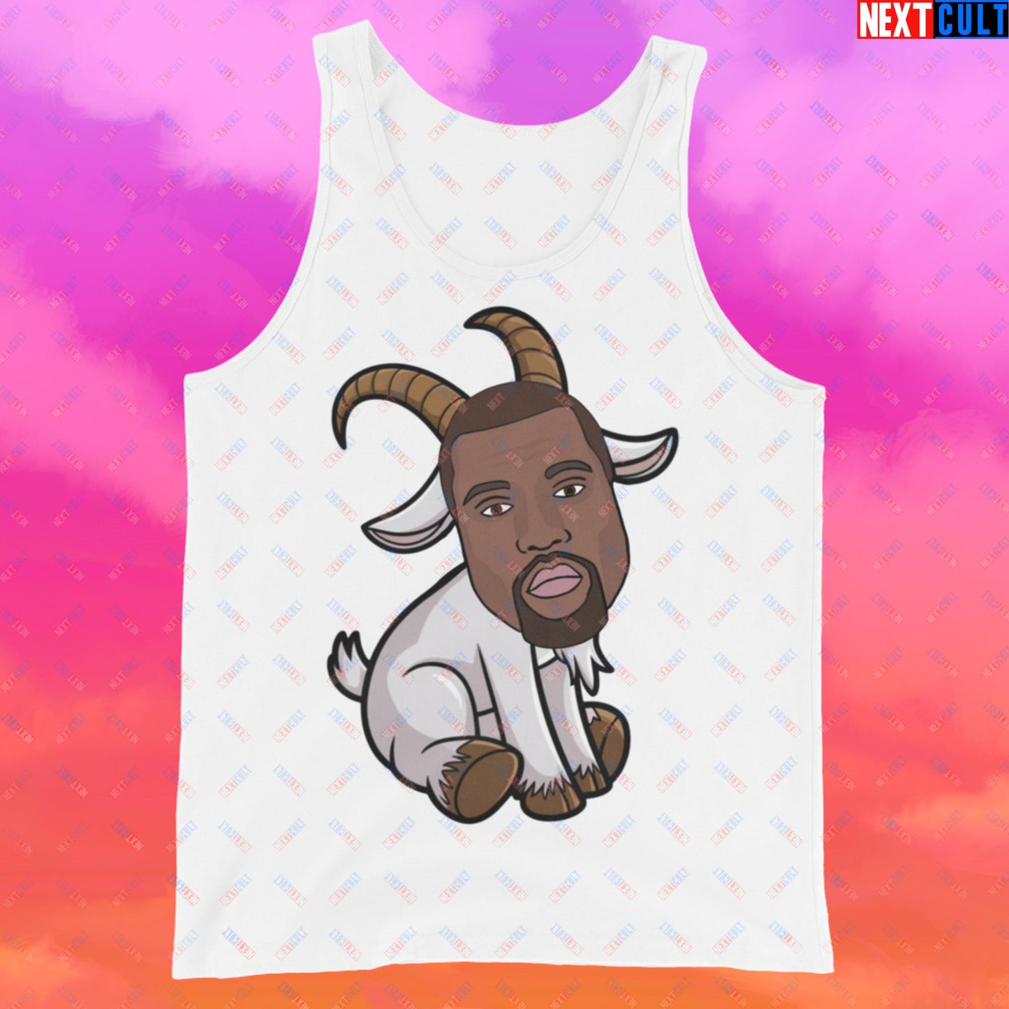 Kanye West G.O.A.T. Hip Hop Greatest of All Time Rap Music Funny Ye Tank Top White Tank Tops G.O.A.T. Kanye West Music Next Cult Brand