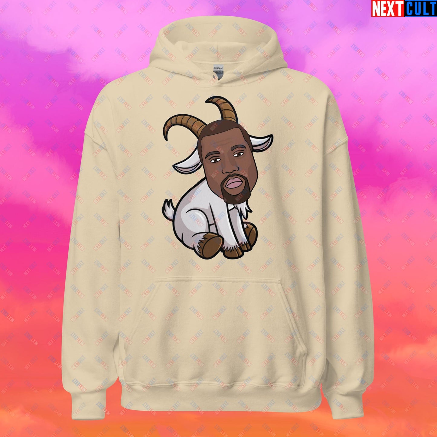 Kanye West G.O.A.T. Hip Hop Greatest of All Time Rap Music Funny Ye Unisex Hoodie Sand Hoodies G.O.A.T. Kanye West Music Next Cult Brand