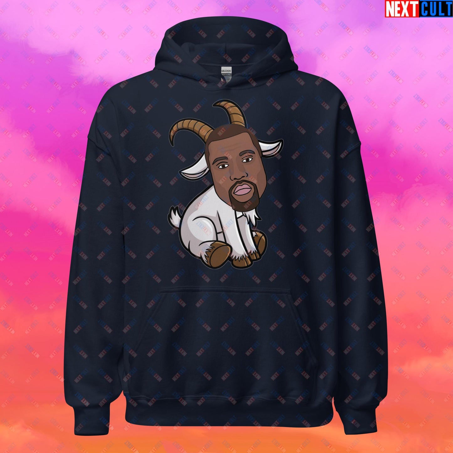 Kanye West G.O.A.T. Hip Hop Greatest of All Time Rap Music Funny Ye Unisex Hoodie Navy Hoodies G.O.A.T. Kanye West Music Next Cult Brand