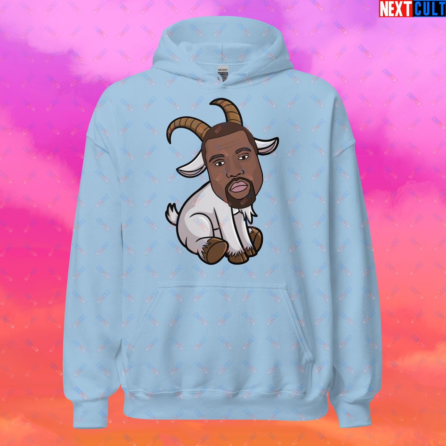 Kanye West G.O.A.T. Hip Hop Greatest of All Time Rap Music Funny Ye Unisex Hoodie Light Blue Hoodies G.O.A.T. Kanye West Music Next Cult Brand