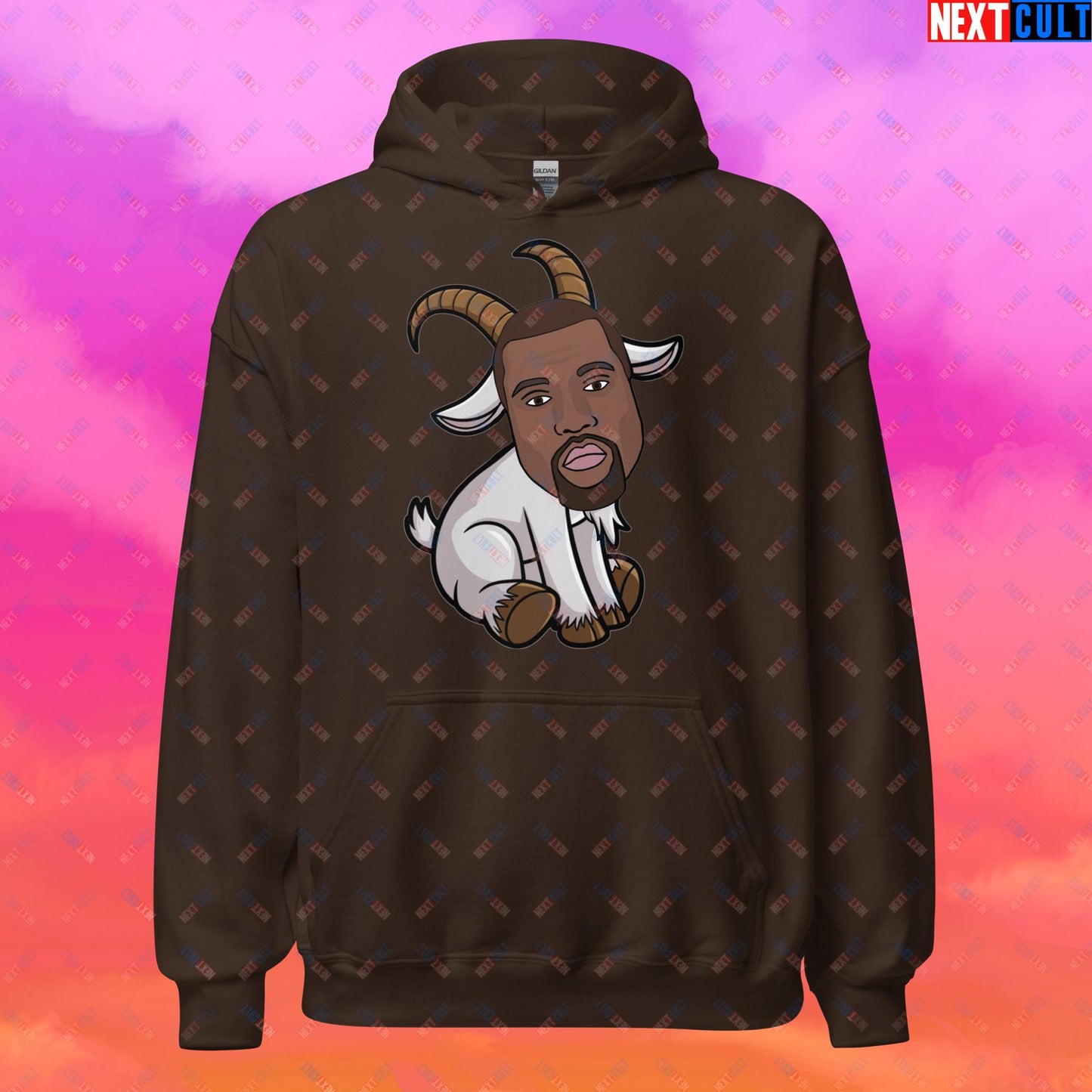 Kanye West G.O.A.T. Hip Hop Greatest of All Time Rap Music Funny Ye Unisex Hoodie Dark Chocolate Hoodies G.O.A.T. Kanye West Music Next Cult Brand