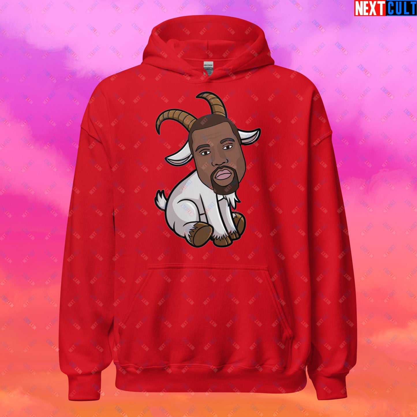 Kanye West G.O.A.T. Hip Hop Greatest of All Time Rap Music Funny Ye Unisex Hoodie Red Hoodies G.O.A.T. Kanye West Music Next Cult Brand
