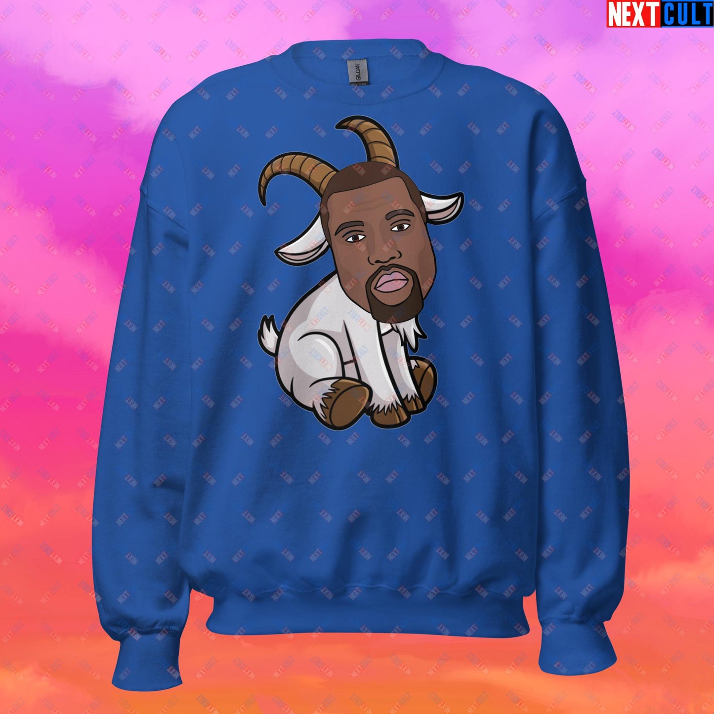 Kanye West G.O.A.T. Hip Hop Greatest of All Time Rap Music Funny Ye Unisex Sweatshirt Royal Sweatshirts G.O.A.T. Kanye West Music Next Cult Brand