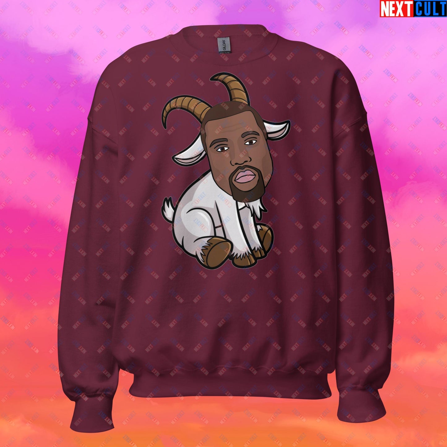 Kanye West G.O.A.T. Hip Hop Greatest of All Time Rap Music Funny Ye Unisex Sweatshirt Maroon Sweatshirts G.O.A.T. Kanye West Music Next Cult Brand