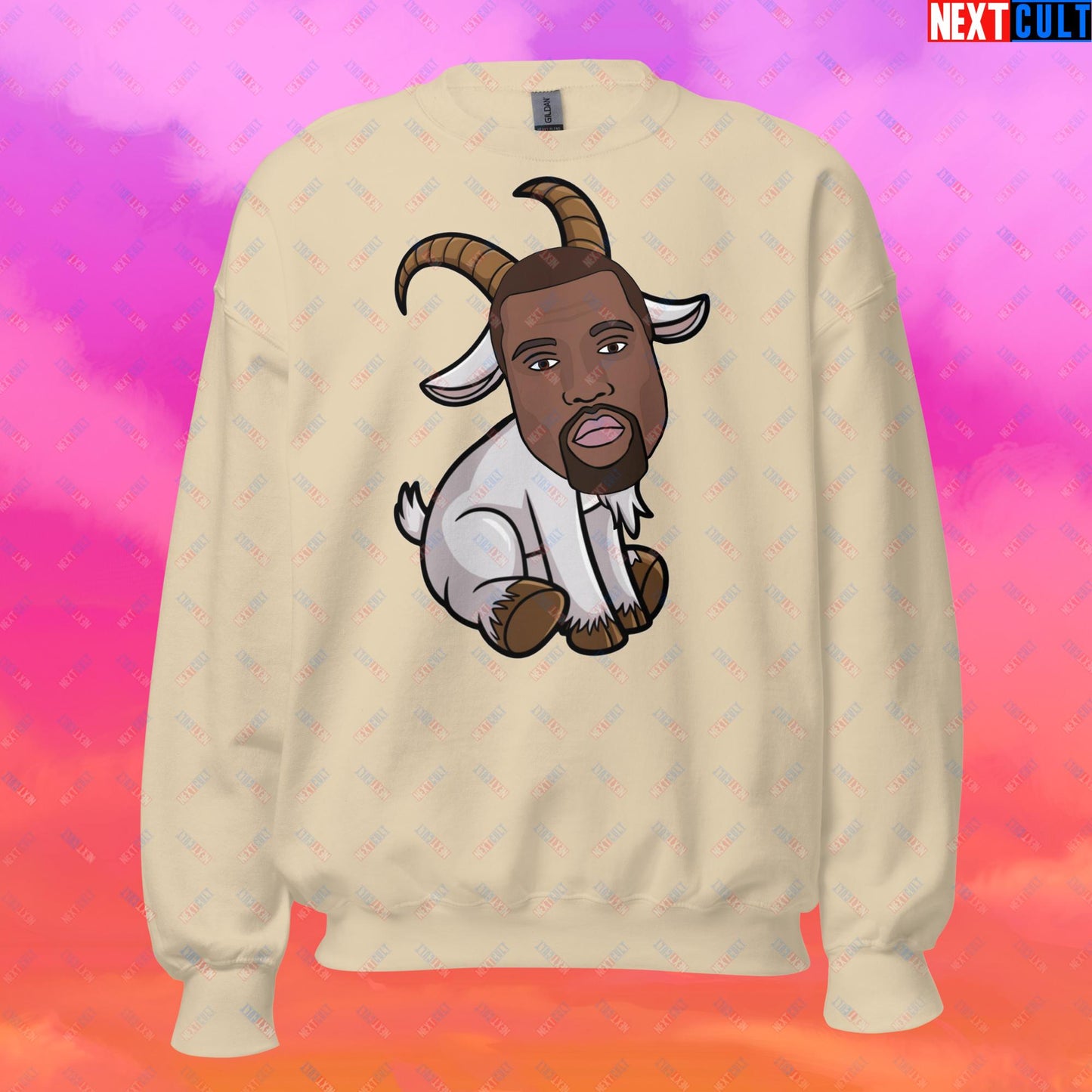 Kanye West G.O.A.T. Hip Hop Greatest of All Time Rap Music Funny Ye Unisex Sweatshirt Sand Sweatshirts G.O.A.T. Kanye West Music Next Cult Brand