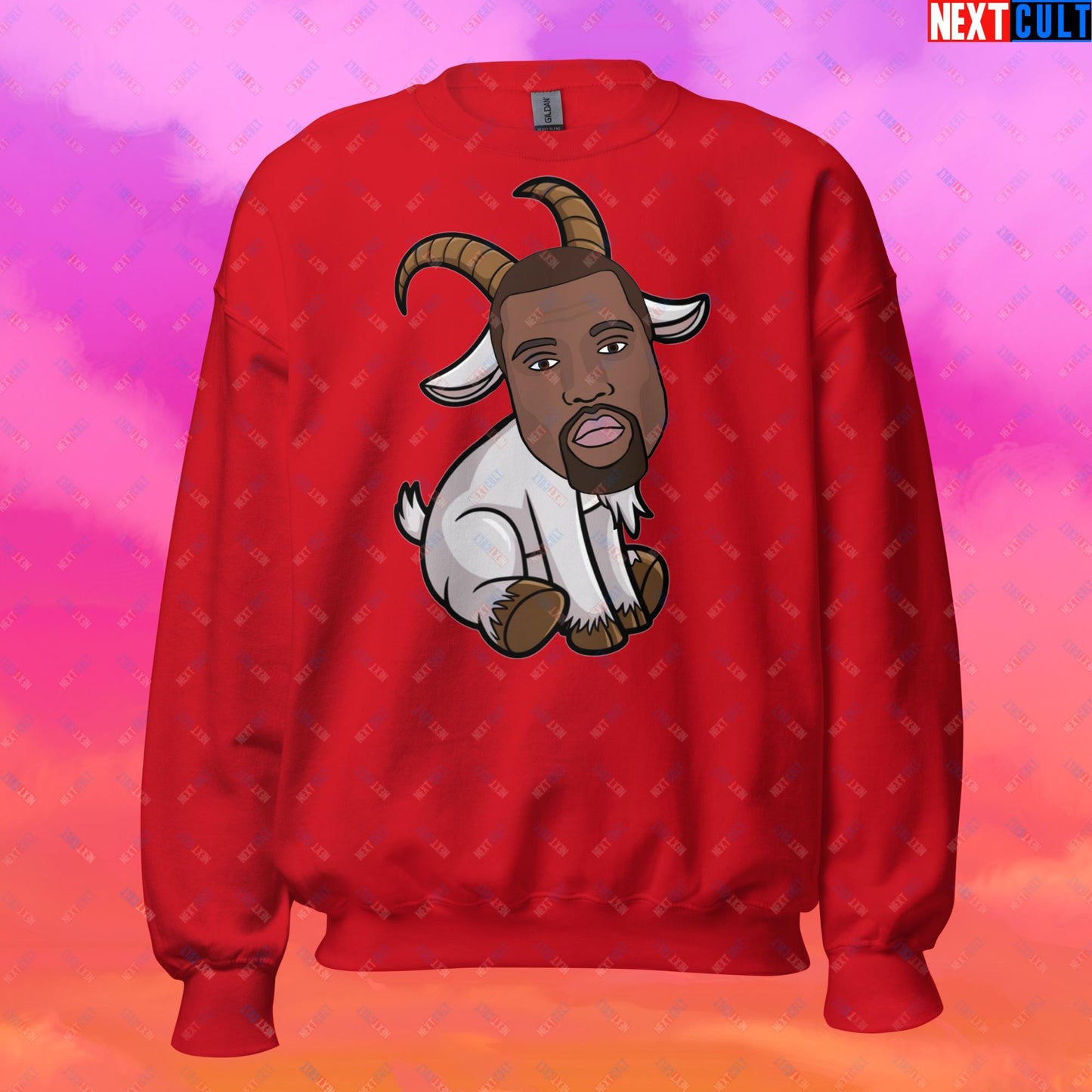 Kanye West G.O.A.T. Hip Hop Greatest of All Time Rap Music Funny Ye Unisex Sweatshirt Red Sweatshirts G.O.A.T. Kanye West Music Next Cult Brand
