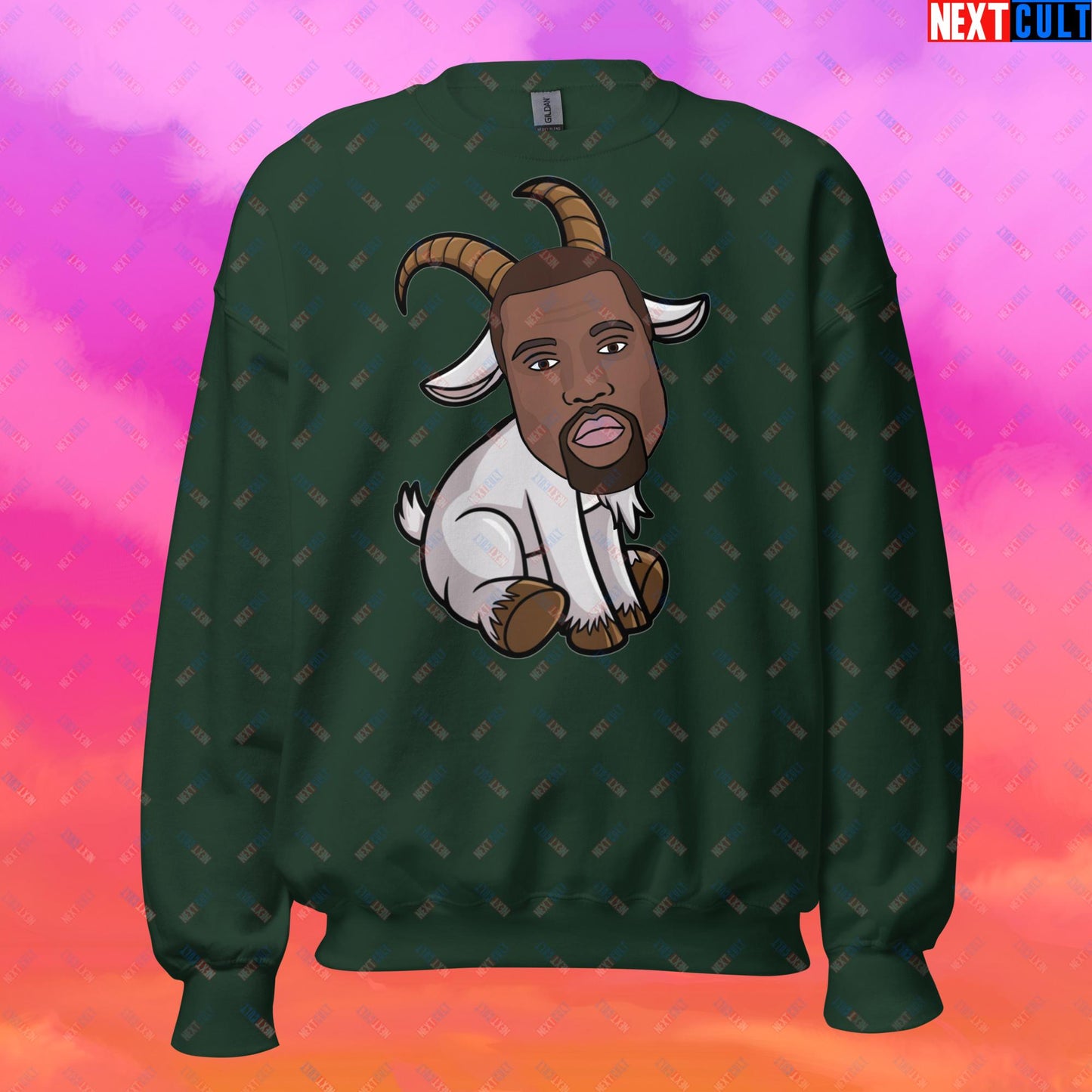 Kanye West G.O.A.T. Hip Hop Greatest of All Time Rap Music Funny Ye Unisex Sweatshirt Forest Green Sweatshirts G.O.A.T. Kanye West Music Next Cult Brand