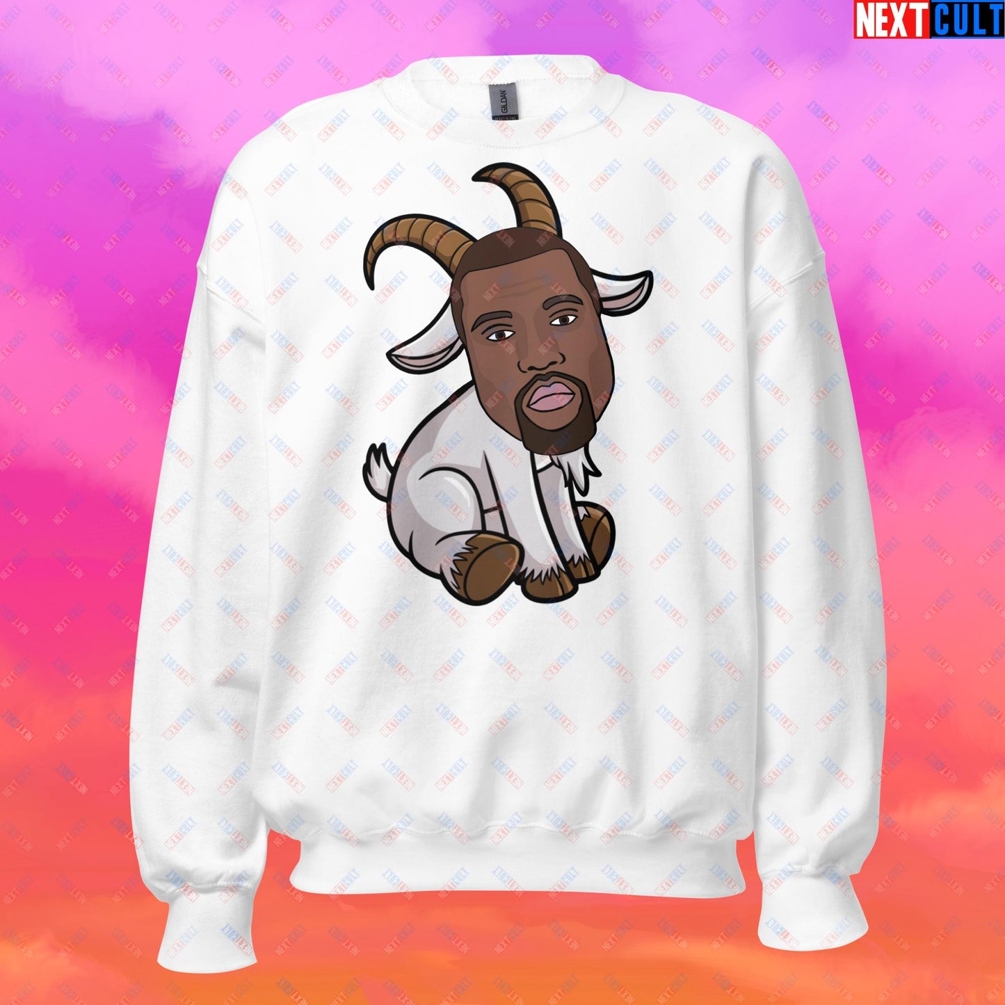 Kanye West G.O.A.T. Hip Hop Greatest of All Time Rap Music Funny Ye Unisex Sweatshirt White Sweatshirts G.O.A.T. Kanye West Music Next Cult Brand