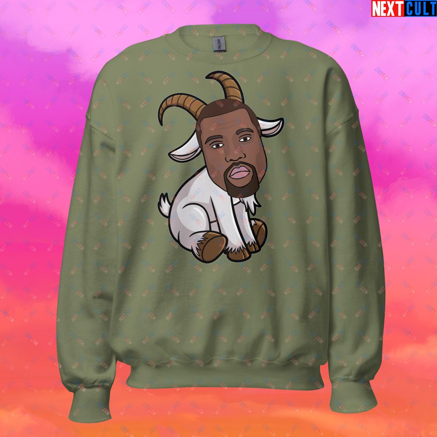 Kanye West G.O.A.T. Hip Hop Greatest of All Time Rap Music Funny Ye Unisex Sweatshirt Military Green Sweatshirts G.O.A.T. Kanye West Music Next Cult Brand