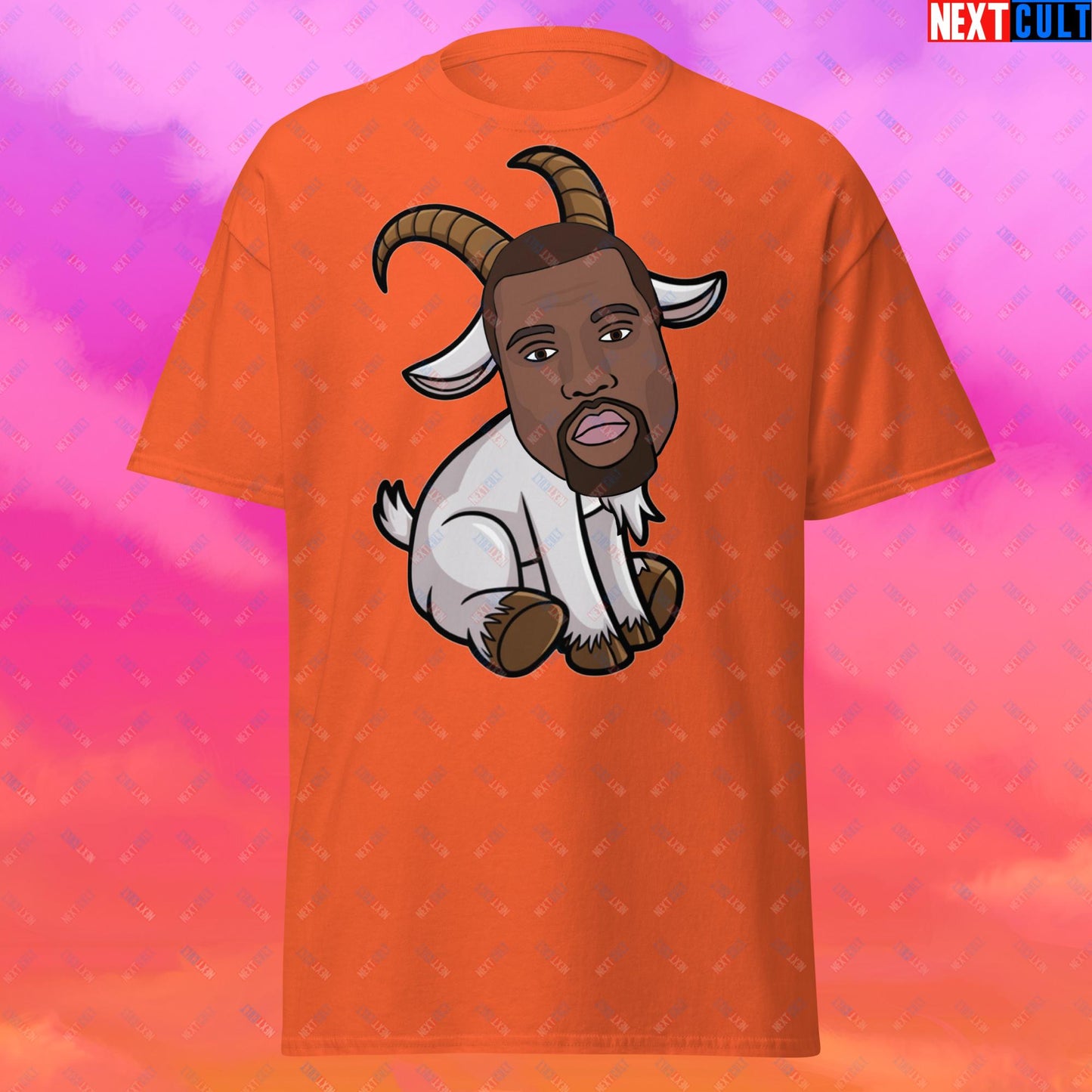 Kanye West G.O.A.T. Hip Hop Greatest of All Time Rap Music Funny Ye Unisex tee Orange T-shirts G.O.A.T. Kanye West Music Next Cult Brand