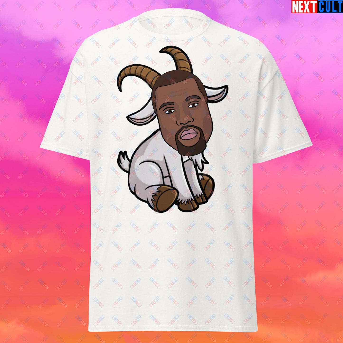 Kanye West G.O.A.T. Hip Hop Greatest of All Time Rap Music Funny Ye Unisex tee White T-shirts G.O.A.T. Kanye West Music Next Cult Brand