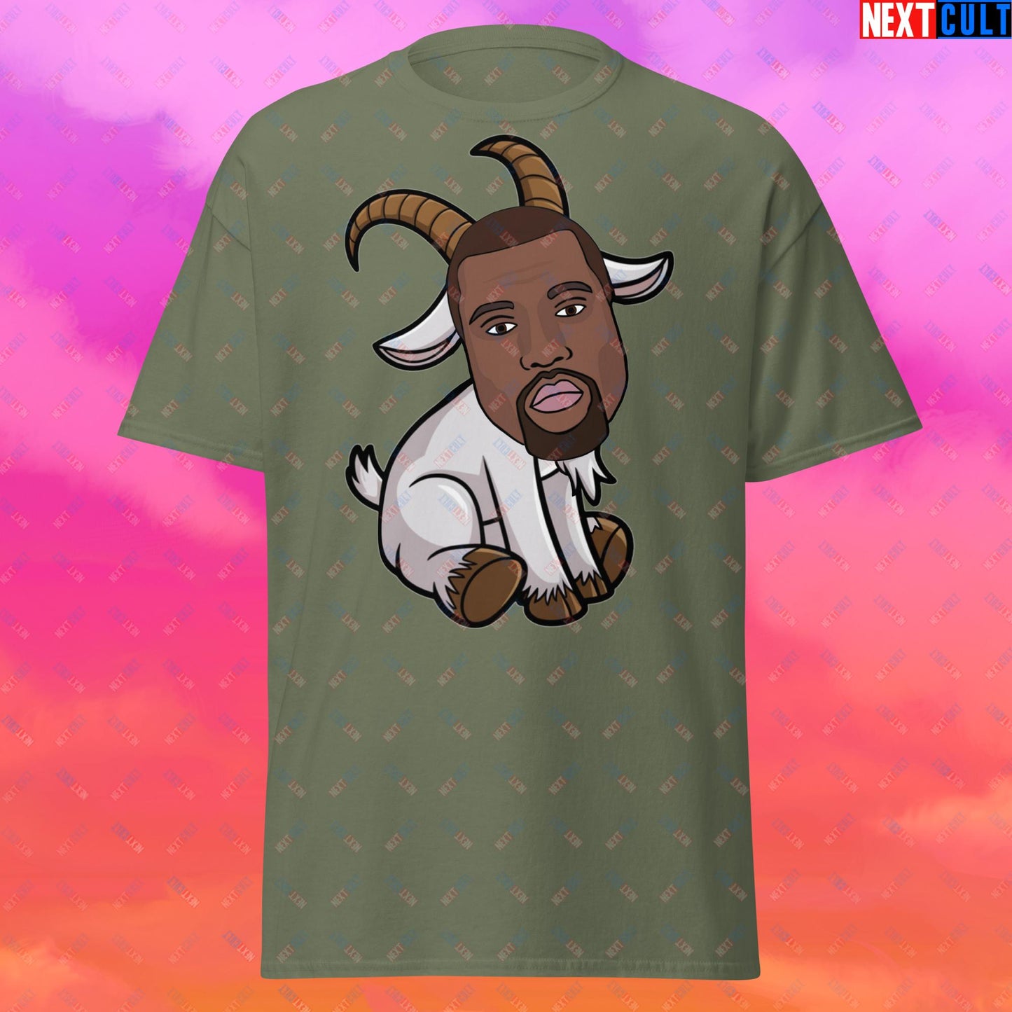 Kanye West G.O.A.T. Hip Hop Greatest of All Time Rap Music Funny Ye Unisex tee Military Green T-shirts G.O.A.T. Kanye West Music Next Cult Brand