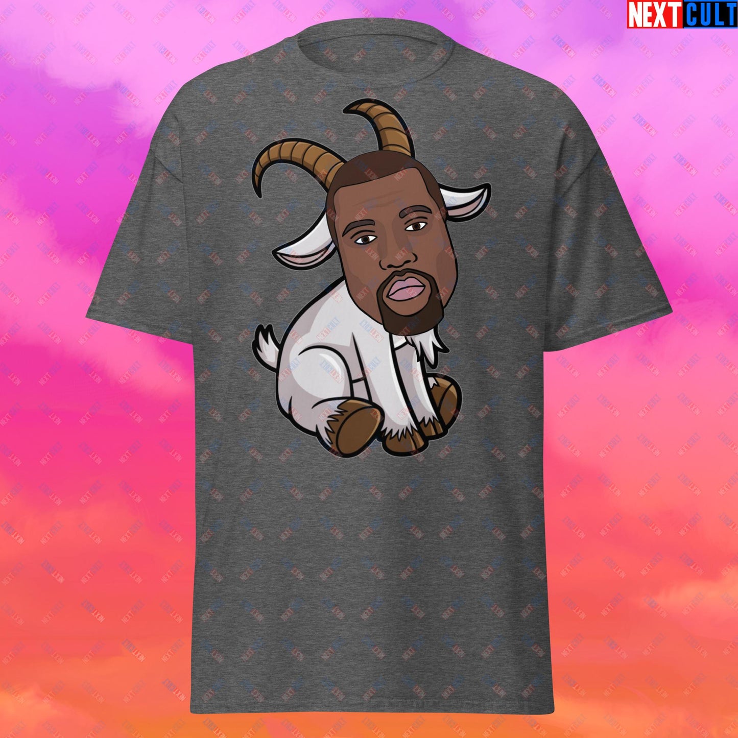 Kanye West G.O.A.T. Hip Hop Greatest of All Time Rap Music Funny Ye Unisex tee Dark Heather T-shirts G.O.A.T. Kanye West Music Next Cult Brand