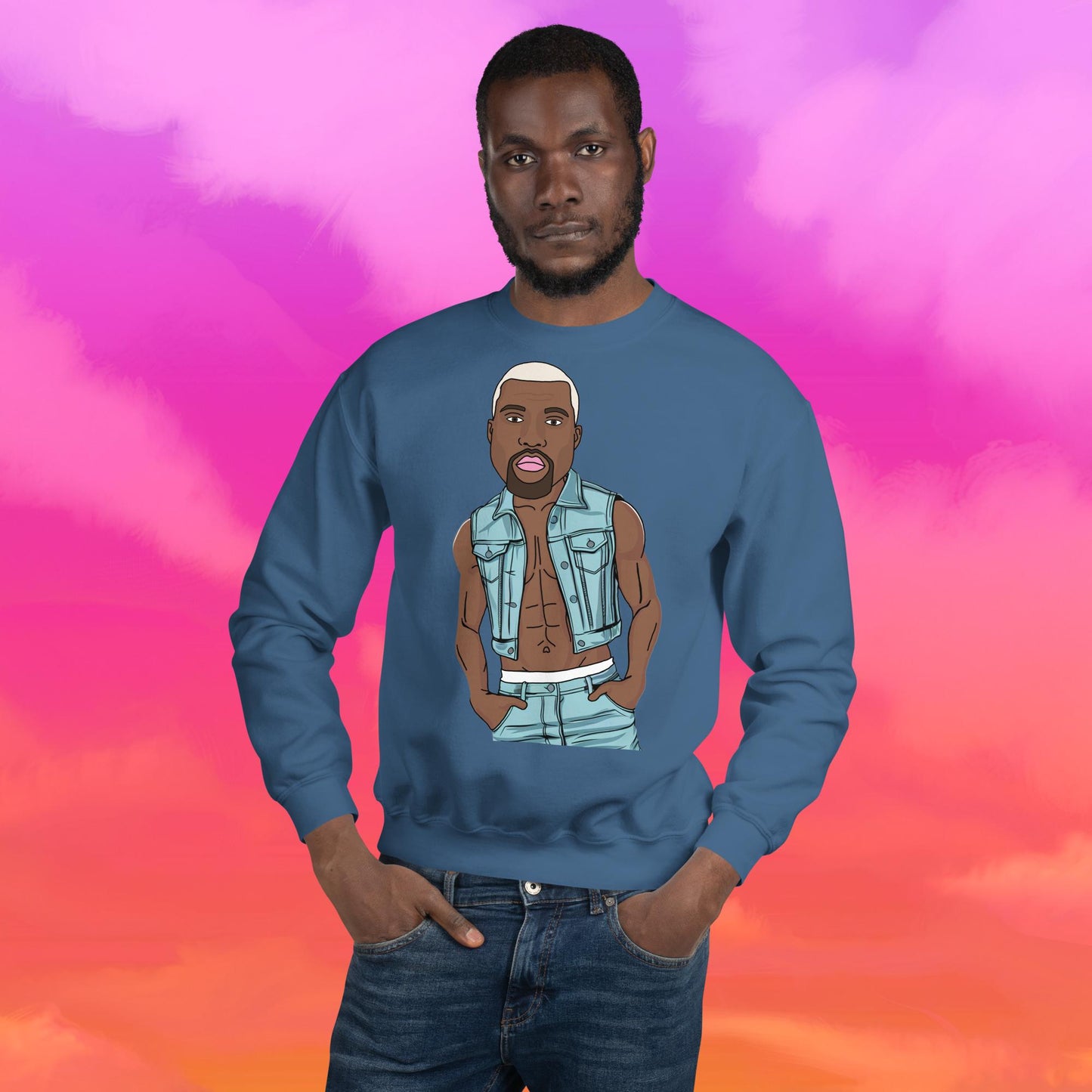 Kanye West Ye Yeezy Hip Hop Unisex Sweatshirt Indigo Blue Sweatshirts Kanye West Music Next Cult Brand