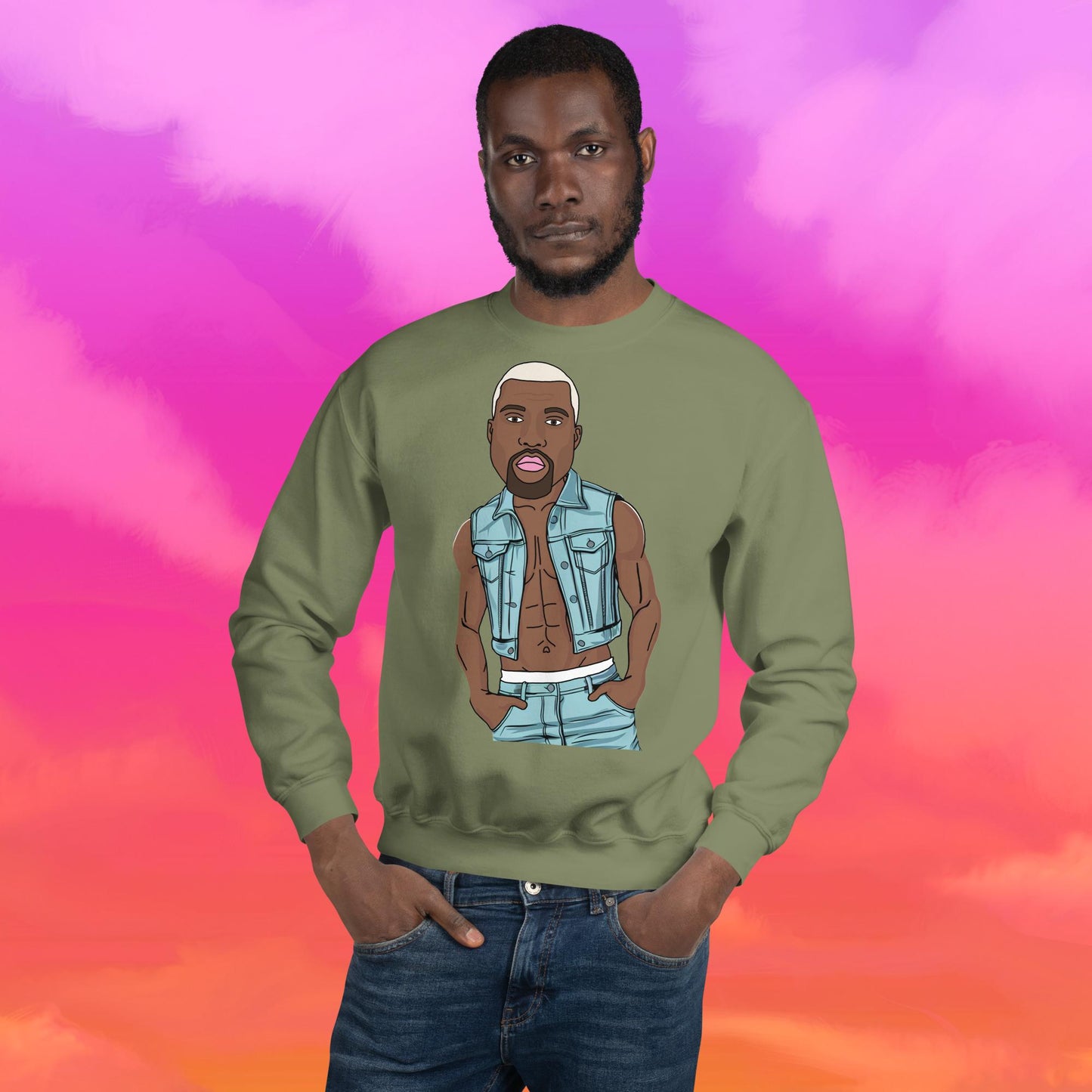 Kanye West Ye Yeezy Hip Hop Unisex Sweatshirt Military Green Sweatshirts Kanye West Music Next Cult Brand