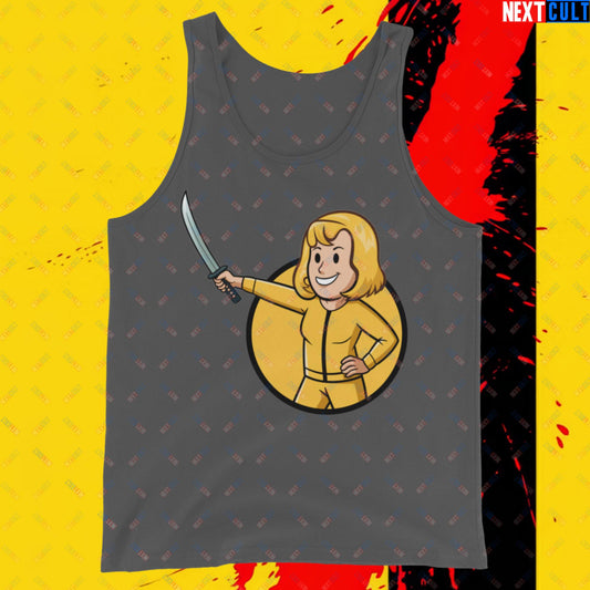 Kill Bill Vault Girl Fallout Funny Meme Cartoon Mashup Tank Top Asphalt Tank Tops Fallout Kill Bill Movies Vault Boy Next Cult Brand