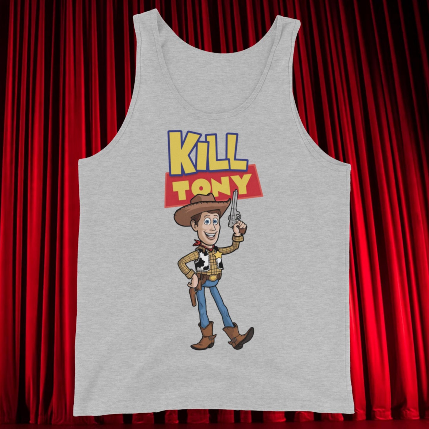 Kill Tony Hinchcliffe Toy Story Woody Funny Podcast Tank Top Athletic Heather Tank Tops Kill Tony Podcasts Stand-up Comedy Tony Hinchcliffe Next Cult Brand