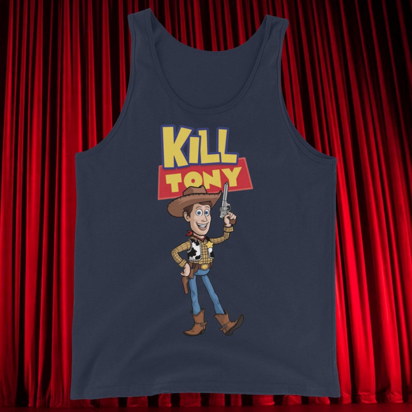 Kill Tony Hinchcliffe Toy Story Woody Funny Podcast Tank Top Navy Tank Tops Kill Tony Podcasts Stand-up Comedy Tony Hinchcliffe Next Cult Brand