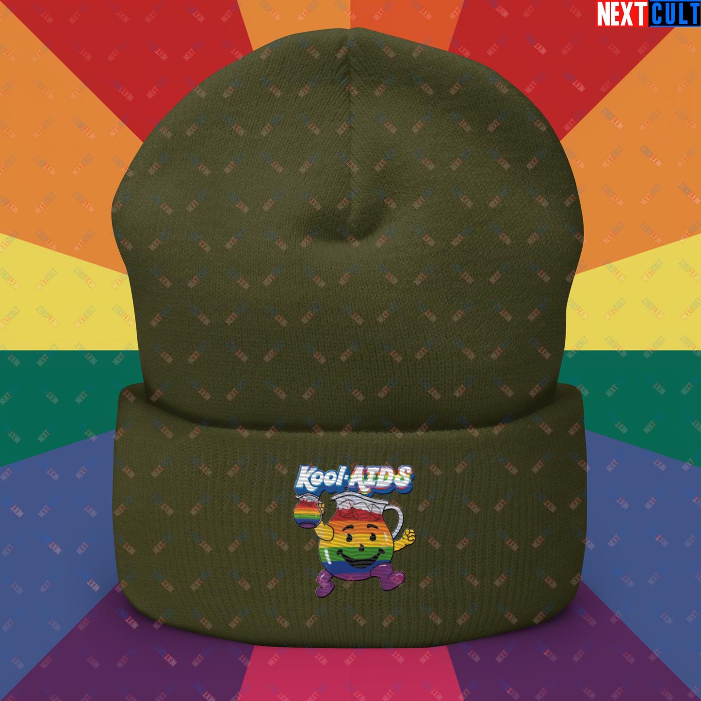 Kool-AIDS Cuffed Beanie Olive Hats LGBTQ+ Next Cult Brand