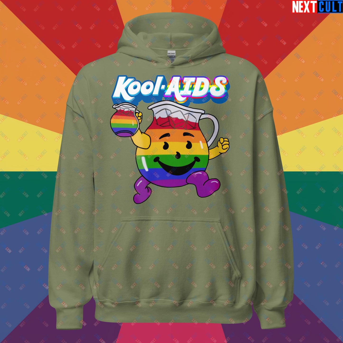 Kool-AIDS Unisex Hoodie Military Green Hoodies LGBTQ+ Next Cult Brand