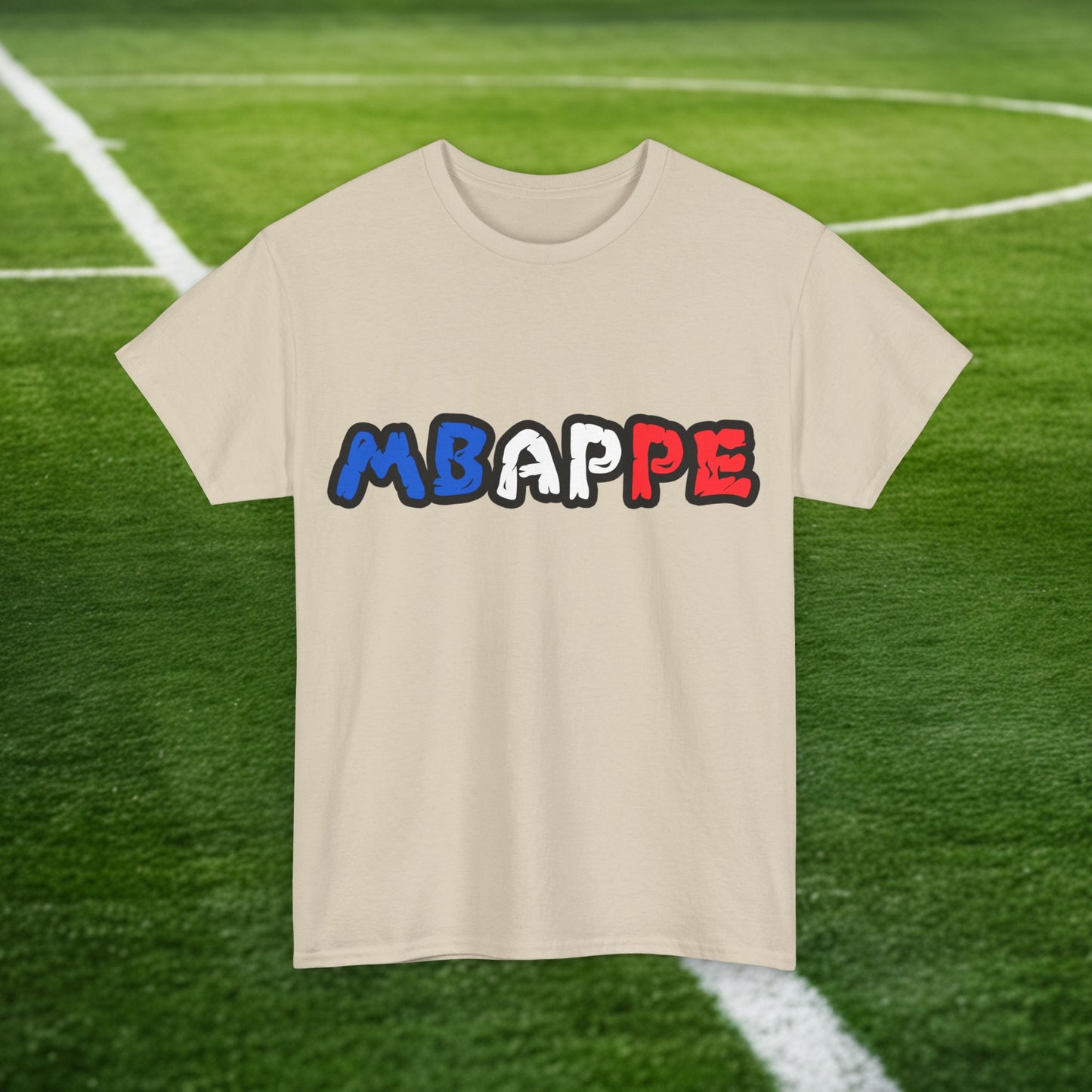 Kylian Mbappe France Euro 2024 Ninja Turtle Funny Football Soccer Unisex Heavy Cotton Tee Sand T-shirts Football Kylian Mbappe Ninja Turtles Real Madrid Printify