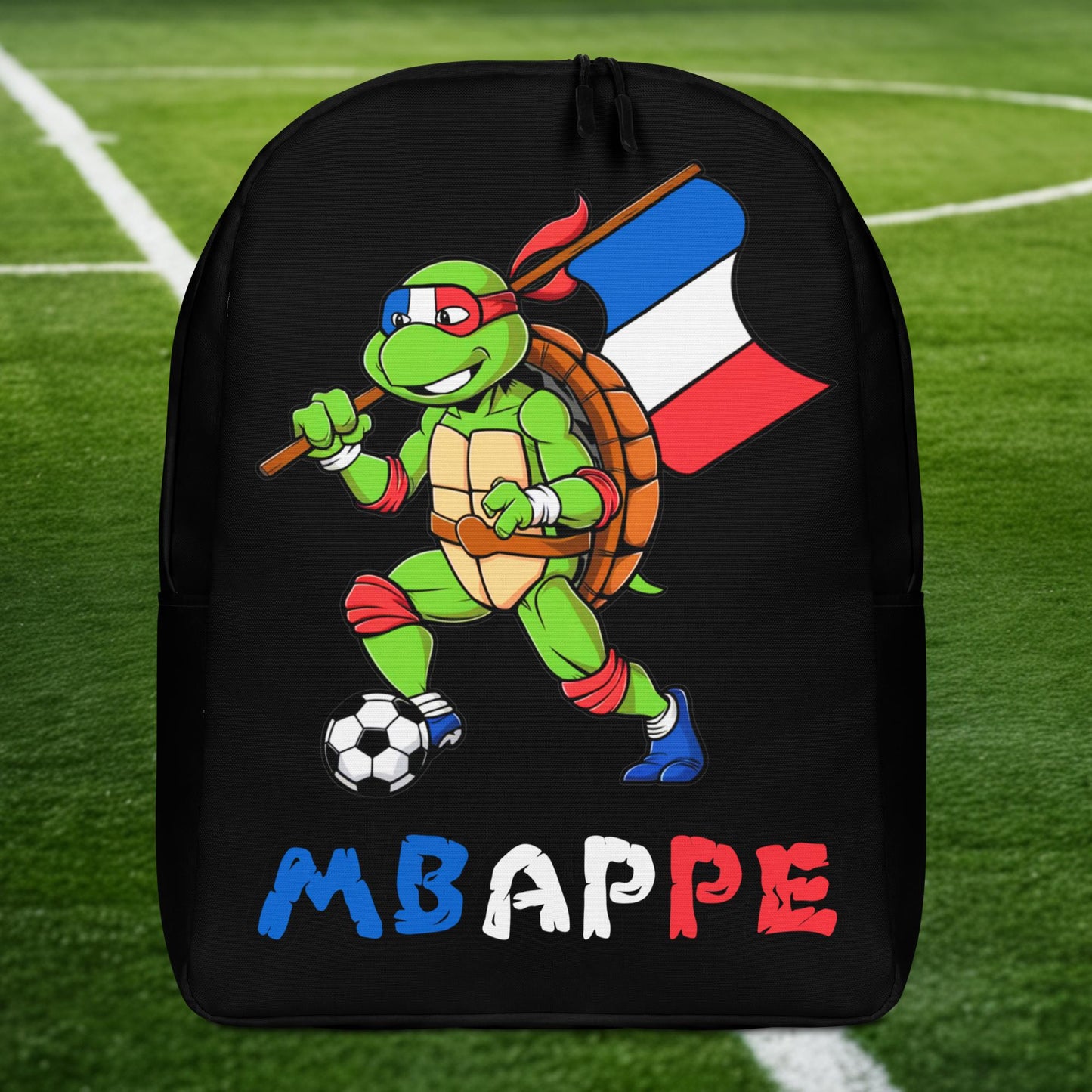 Kylian Mbappe Ninja Turtle Funny Football Euro 2024 France Soccer Backpack Default Title Bags Football Kylian Mbappe Ninja Turtles Real Madrid Next Cult Brand