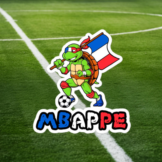 Kylian Mbappe Ninja Turtle Funny Football Euro 2024 France Soccer Bubble-free stickers 4″×4″ Stickers Football Kylian Mbappe Ninja Turtles Real Madrid Next Cult Brand