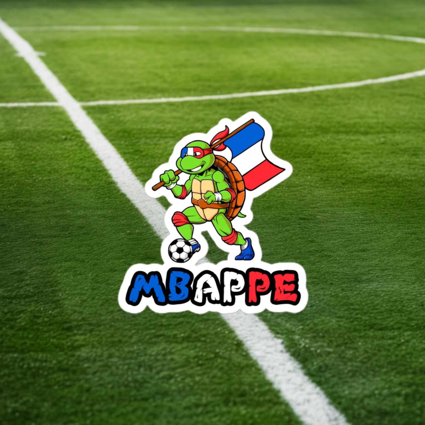 Kylian Mbappe Ninja Turtle Funny Football Euro 2024 France Soccer Bubble-free stickers 3″×3″ Stickers Football Kylian Mbappe Ninja Turtles Real Madrid Next Cult Brand
