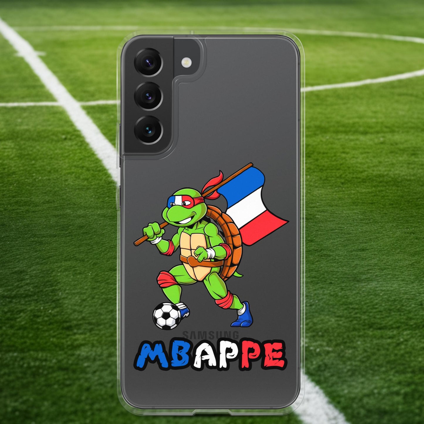 Kylian Mbappe Ninja Turtle Funny Football Euro 2024 France Soccer Clear Case for Samsung Samsung Galaxy S22 Plus Mobile Phone Cases Football Kylian Mbappe Ninja Turtles Real Madrid Next Cult Brand