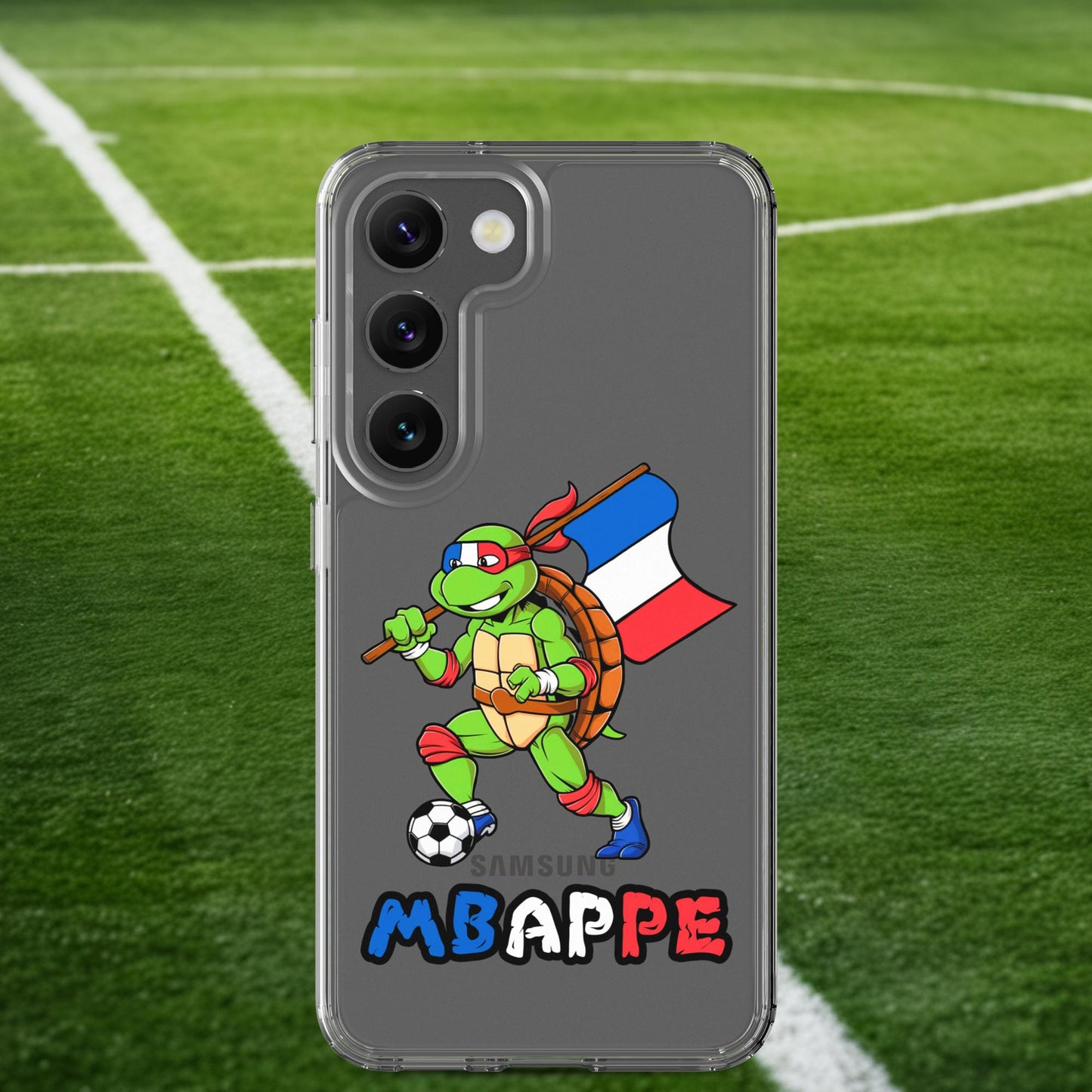 Kylian Mbappe Ninja Turtle Funny Football Euro 2024 France Soccer Clear Case for Samsung Samsung Galaxy S23 Mobile Phone Cases Football Kylian Mbappe Ninja Turtles Real Madrid Next Cult Brand