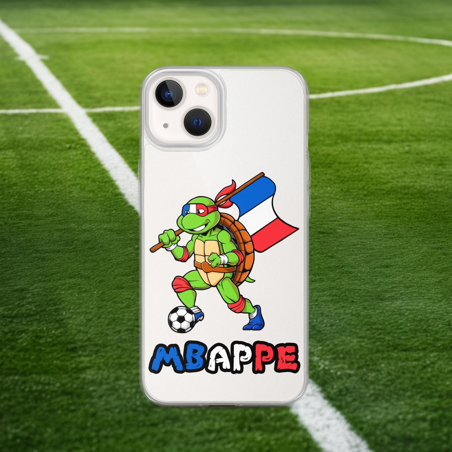 Kylian Mbappe Ninja Turtle Funny Football Euro 2024 France Soccer Clear Case for iPhone iPhone 13 Mobile Phone Cases Football Kylian Mbappe Ninja Turtles Real Madrid Next Cult Brand