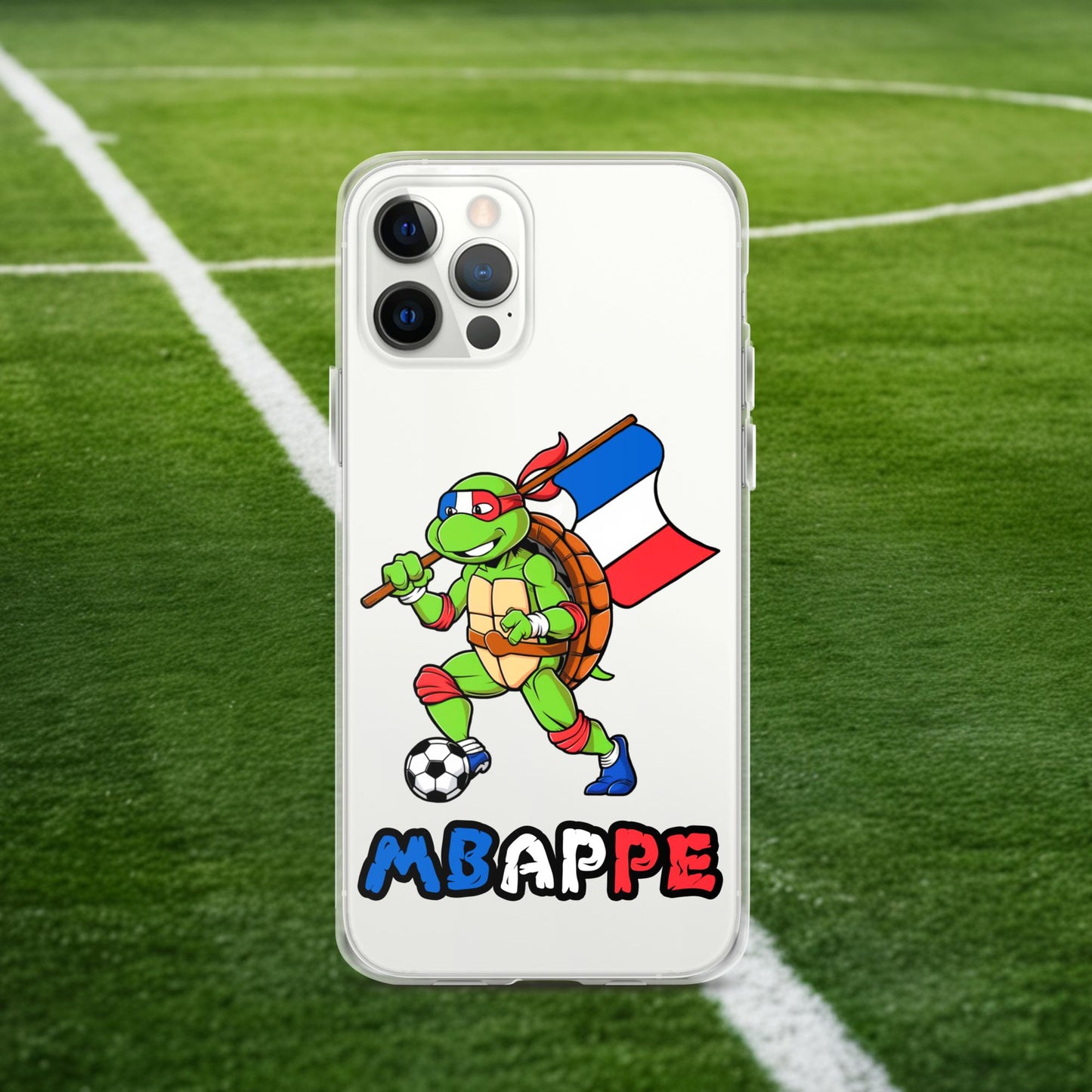 Kylian Mbappe Ninja Turtle Funny Football Euro 2024 France Soccer Clear Case for iPhone iPhone 12 Pro Mobile Phone Cases Football Kylian Mbappe Ninja Turtles Real Madrid Next Cult Brand