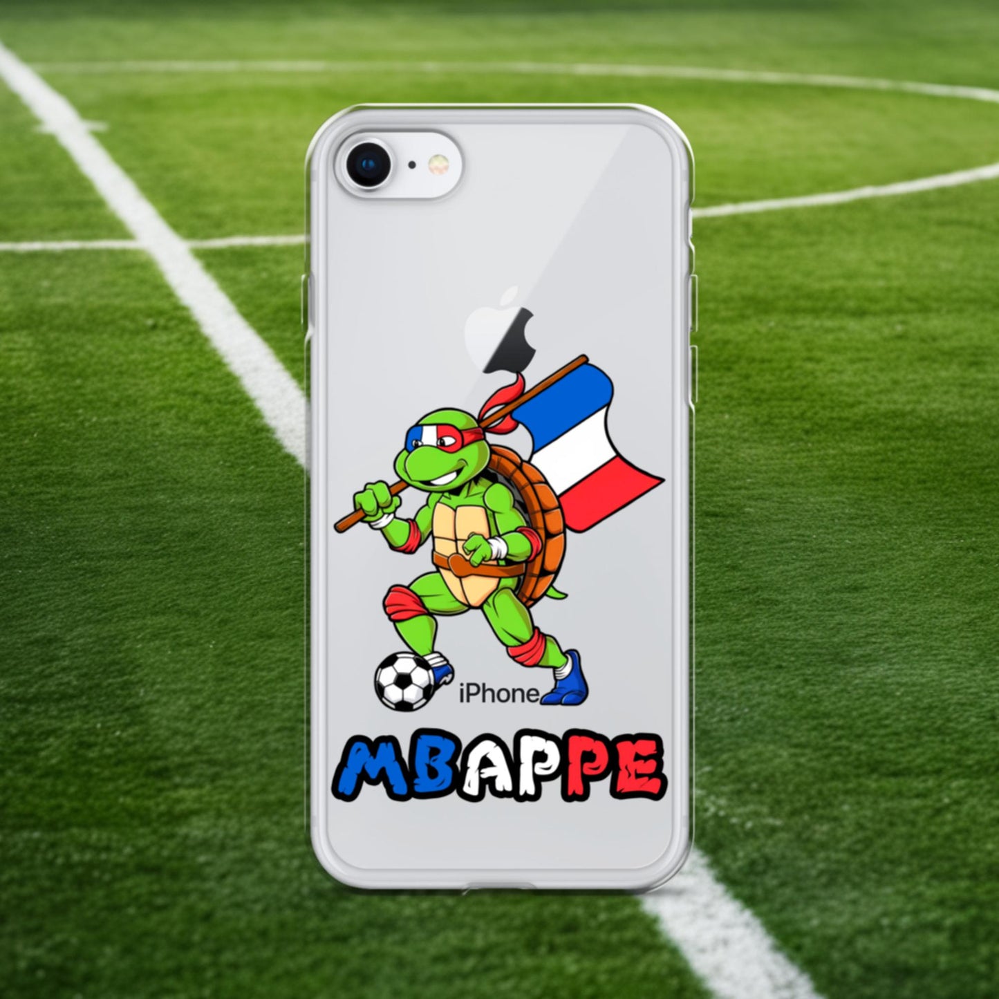 Kylian Mbappe Ninja Turtle Funny Football Euro 2024 France Soccer Clear Case for iPhone iPhone 7 8 Mobile Phone Cases Football Kylian Mbappe Ninja Turtles Real Madrid Next Cult Brand