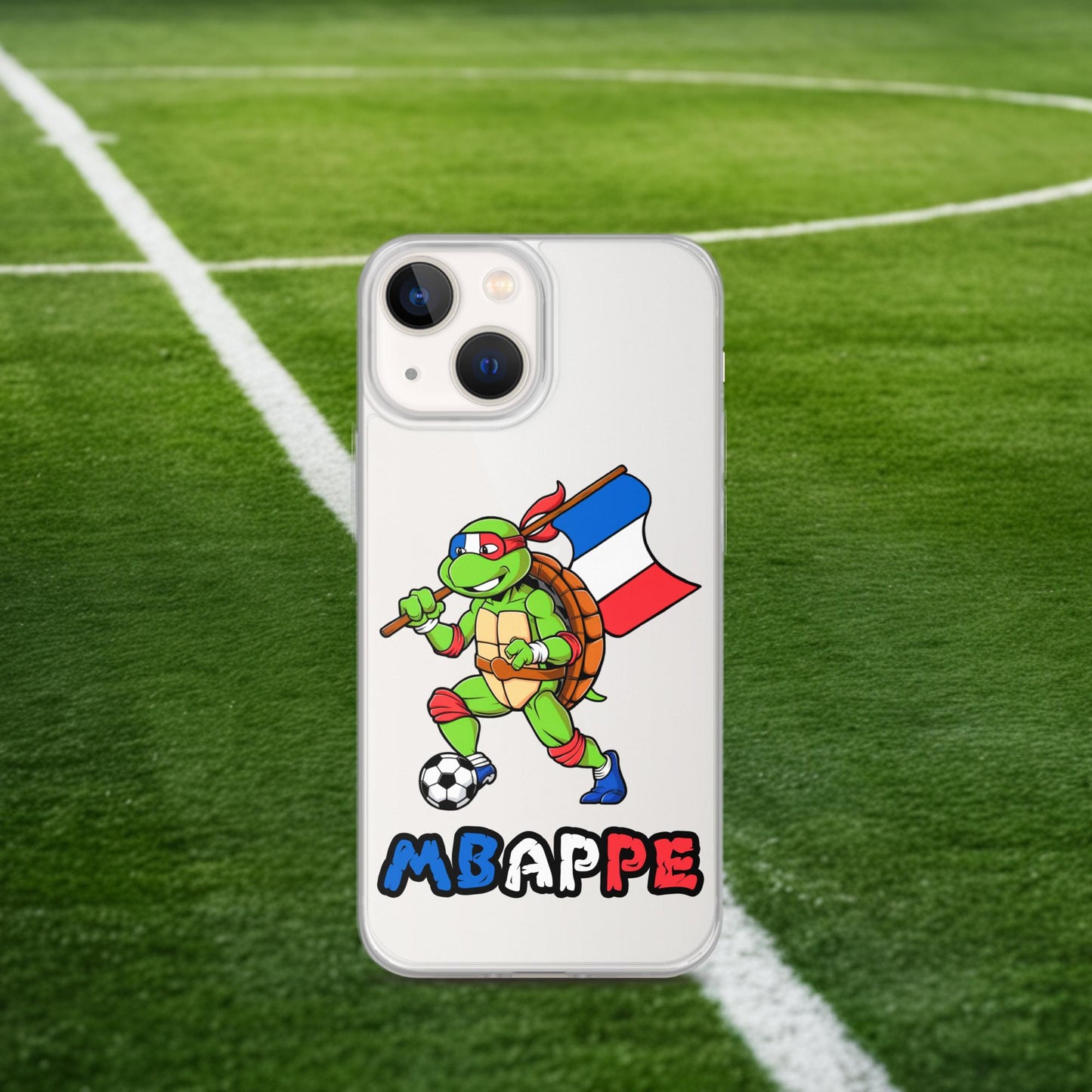 Kylian Mbappe Ninja Turtle Funny Football Euro 2024 France Soccer Clear Case for iPhone iPhone 13 mini Mobile Phone Cases Football Kylian Mbappe Ninja Turtles Real Madrid Next Cult Brand