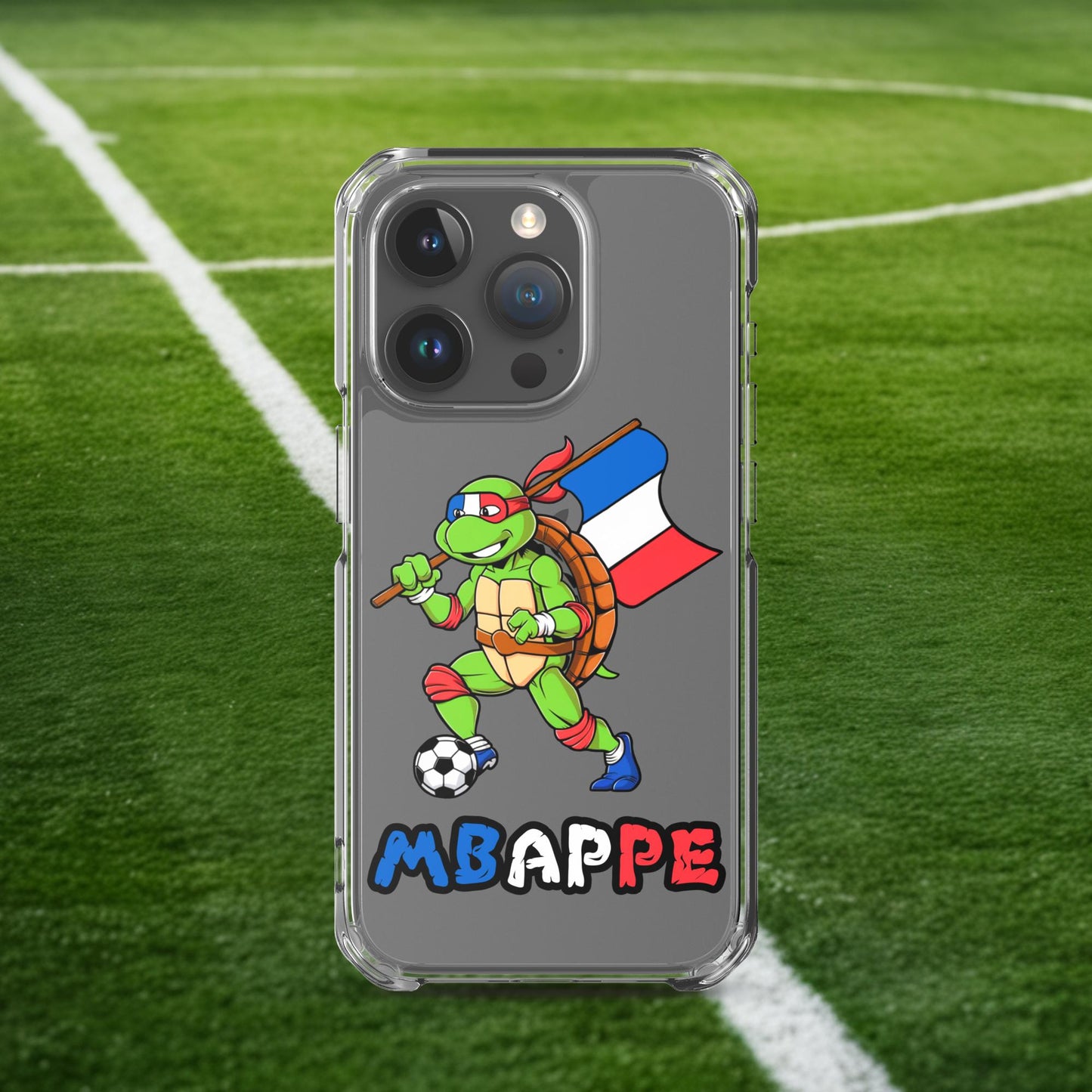 Kylian Mbappe Ninja Turtle Funny Football Euro 2024 France Soccer Clear Case for iPhone iPhone 15 Pro Mobile Phone Cases Football Kylian Mbappe Ninja Turtles Real Madrid Next Cult Brand
