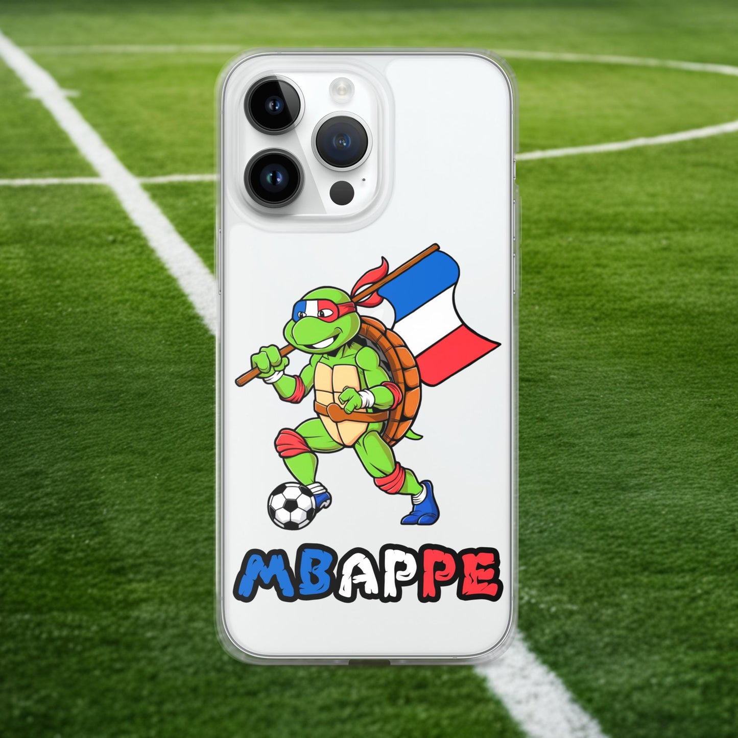 Kylian Mbappe Ninja Turtle Funny Football Euro 2024 France Soccer Clear Case for iPhone iPhone 14 Pro Max Mobile Phone Cases Football Kylian Mbappe Ninja Turtles Real Madrid Next Cult Brand