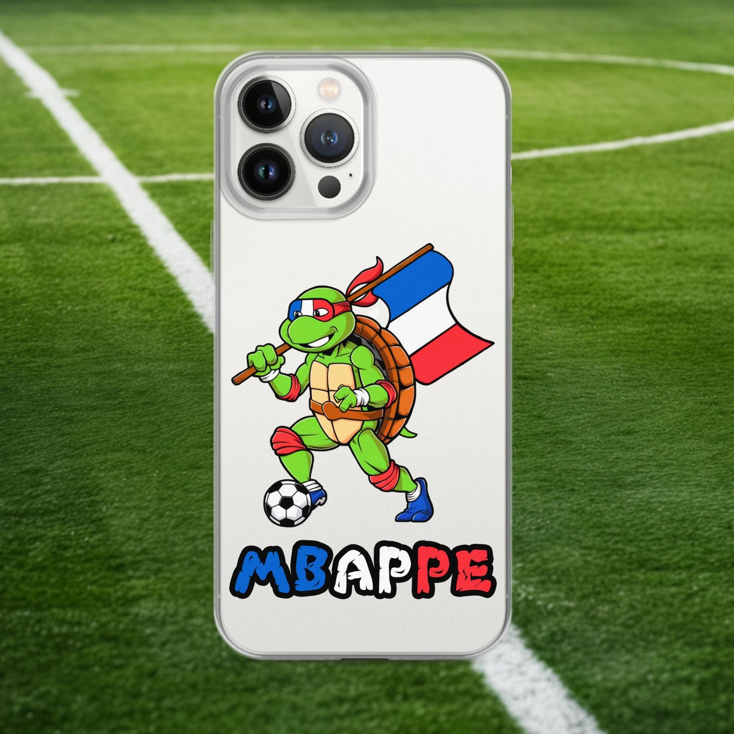 Kylian Mbappe Ninja Turtle Funny Football Euro 2024 France Soccer Clear Case for iPhone iPhone 13 Pro Max Mobile Phone Cases Football Kylian Mbappe Ninja Turtles Real Madrid Next Cult Brand